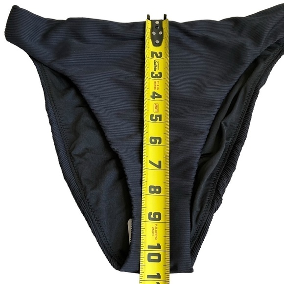 NWT J. Crew Ribbed High Rise Cheeky Bikini Bottom Black Retro 80s Style Sz S - Picture 14 of 14